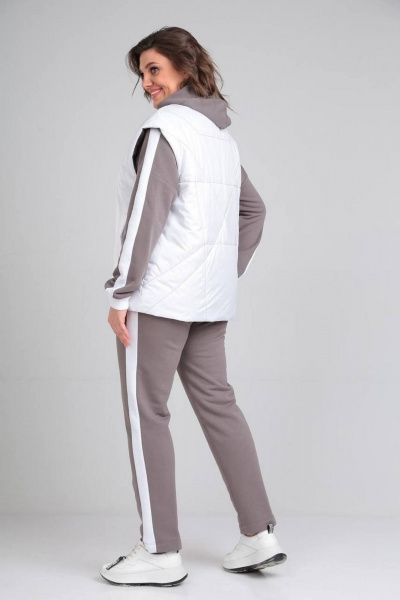 Спортивный комплект жилет, кофты и брюки из трикотажа с лампасами Диомант 1917 темный_капучино - фото 3