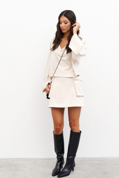 Юбка А-образная из текстиля с накладными карманами ANNETE A1291 - фото 2