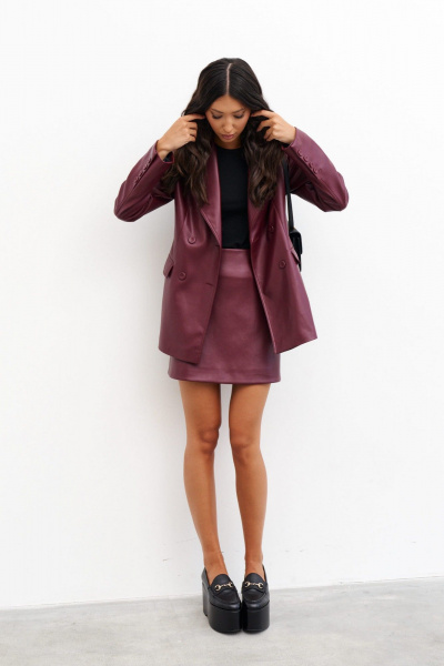 Юбка из экокожи А-силуэта с подкладкой ANNETE A1307 - фото 2