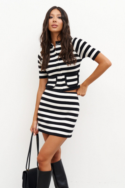 Комплект джемпера и юбки из полосатого трикотажа ANNETE A4259 - фото 10