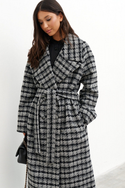 Пальто свободного кроя из гусиной лапки с двубортной застежкой ANNETE A5307 - фото 3