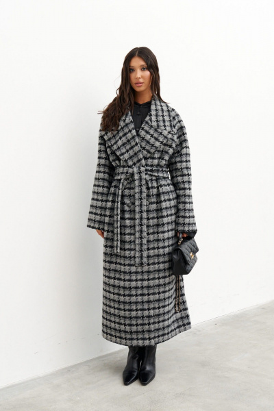 Пальто свободного кроя из гусиной лапки с двубортной застежкой ANNETE A5307 - фото 2