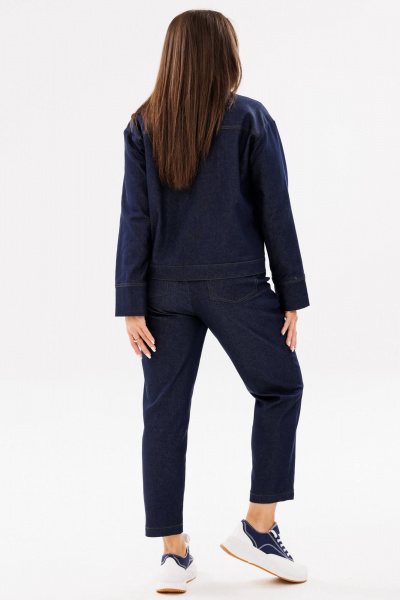 Жакет укороченный из джинса с кокеткой Ma Сherie 1105 темно-синий - фото 8