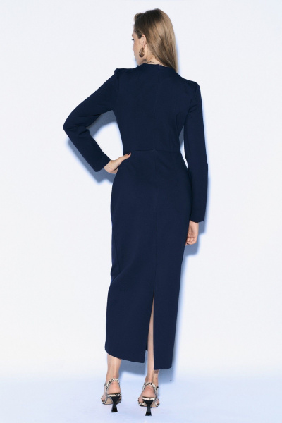 Демисезонное платье из трикотажа с фигурными деталями MilMil 1096-4 темно-синий - фото 7