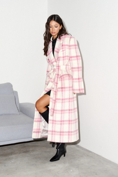 Пальто прямого кроя из фактурного полотна с клетчатым принтом ANNETE A5308 - фото 2