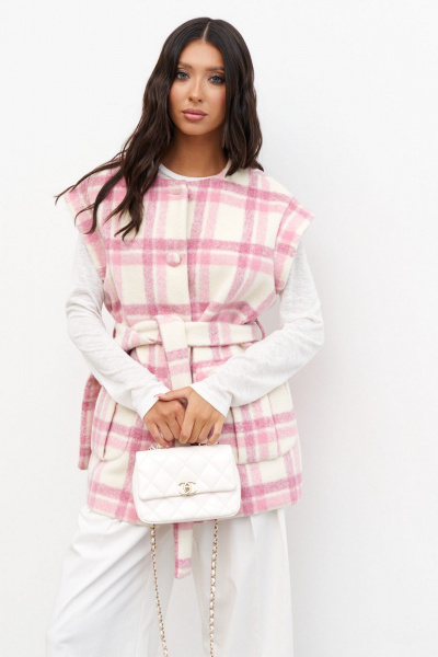 Жилет из плотной ткани с накладными карманами и поясом ANNETE A5312 - фото 7