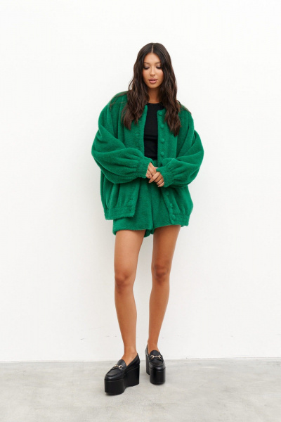 Бомбер из фактурного материала с поясом и широким рукавом ANNETE A5317/1 - фото 7