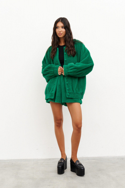 Бомбер из фактурного материала с поясом и широким рукавом ANNETE A5317/1 - фото 6