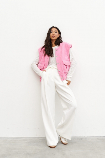 жилет прямого кроя из теплого полотна с накладными карманами ANNETE A5331 - фото 10