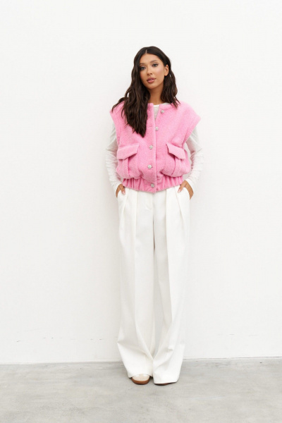 жилет прямого кроя из теплого полотна с накладными карманами ANNETE A5331 - фото 1