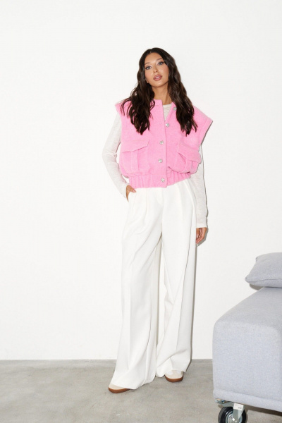 жилет прямого кроя из теплого полотна с накладными карманами ANNETE A5331 - фото 7