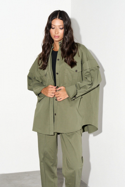 Рубашка прямого кроя из текстиля с крупными карманами ANNETE A950 - фото 4