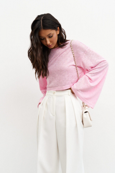 Розовый джемпер полупрозрачный с широкими рукавами ANNETE A980/1 - фото 2