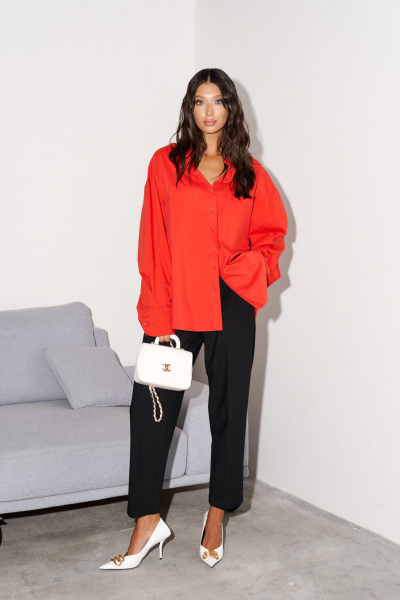 Рубашка прямого кроя из хлопка с карманами ANNETE A986 - фото 1