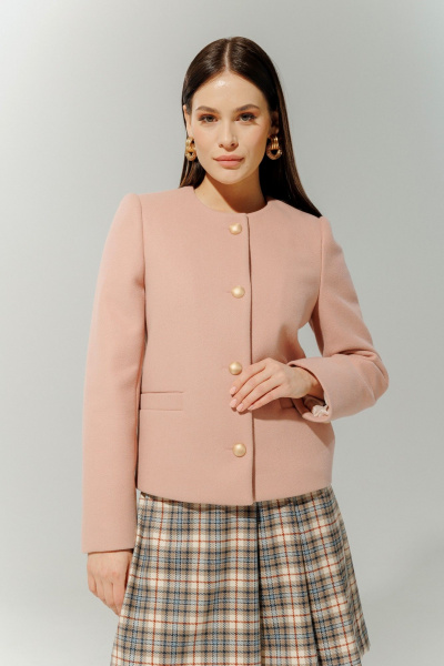 Жакет в стиле Шанель с металлическими пуговицами DEVITA 4012 пудровый - фото 15