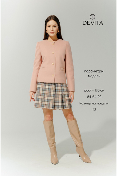 Жакет в стиле Шанель с металлическими пуговицами DEVITA 4012 пудровый - фото 13