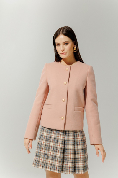 Жакет в стиле Шанель с металлическими пуговицами DEVITA 4012 пудровый - фото 10