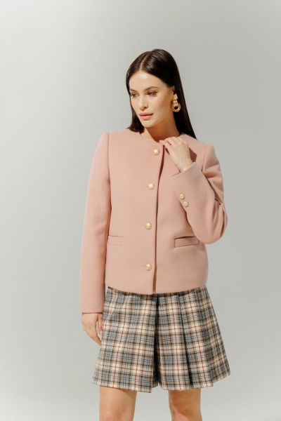 Жакет в стиле Шанель с металлическими пуговицами DEVITA 4012 пудровый - фото 9