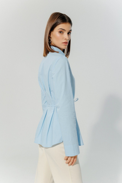 Блуза классическая из натурального хлопка с разрезами DEVITA 6013 голубой - фото 11