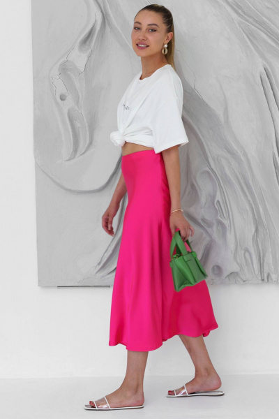 Юбка А-силуэта из гладкого шелка для летних будней Ivera 4043 розовый - фото 7