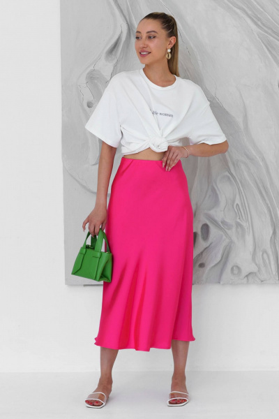 Юбка А-силуэта из гладкого шелка для летних будней Ivera 4043 розовый - фото 6