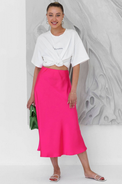 Юбка А-силуэта из гладкого шелка для летних будней Ivera 4043 розовый - фото 5
