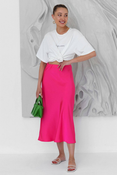 Юбка А-силуэта из гладкого шелка для летних будней Ivera 4043 розовый - фото 2
