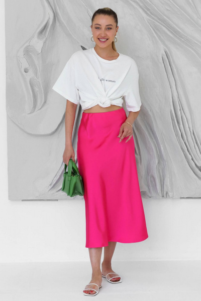 Юбка А-силуэта из гладкого шелка для летних будней Ivera 4043 розовый - фото 1