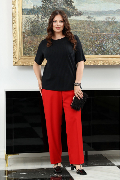 Дизайнерский костюм с блузой, жакетом и прямыми брюками Lissana 4939 брусничный - фото 7