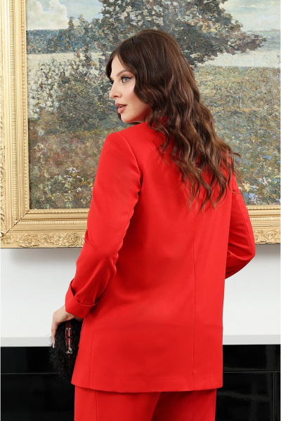 Дизайнерский костюм с блузой, жакетом и прямыми брюками Lissana 4939 брусничный - фото 6