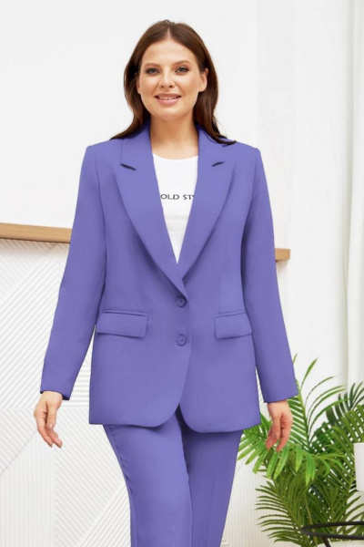 Деловой костюм брюки и жакет яркого цвета Gold Style 2651 сирень - фото 9