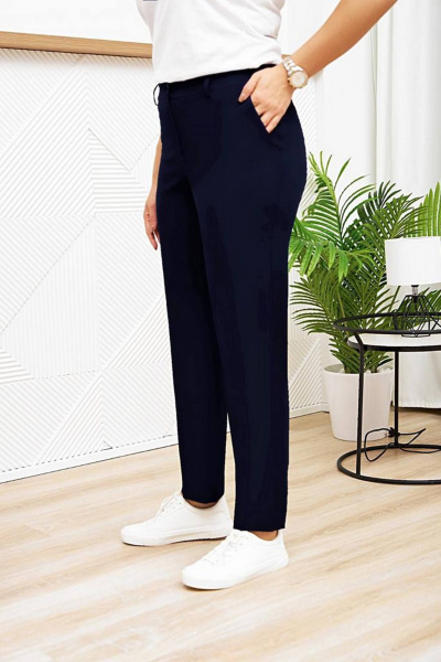 Деловой костюм брюки и жакет яркого цвета Gold Style 2651 темно-синий - фото 2