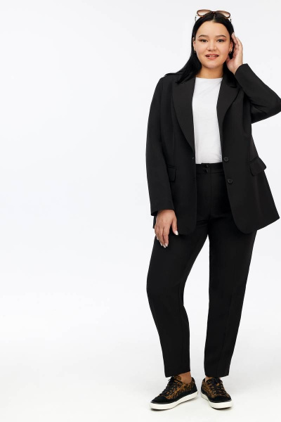 Деловой костюм брюки и жакет яркого цвета Gold Style 2651 черный - фото 3