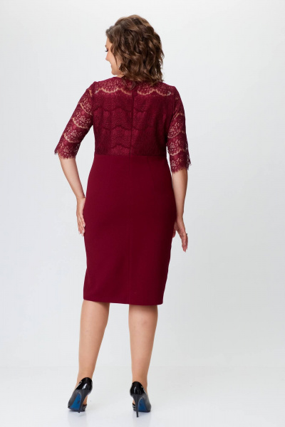 Нарядное платье из гипюра и трикотажа с запахом Solomeya Lux 503-3 бордо - фото 8
