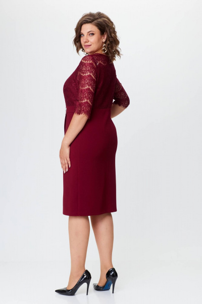 Нарядное платье из гипюра и трикотажа с запахом Solomeya Lux 503-3 бордо - фото 2