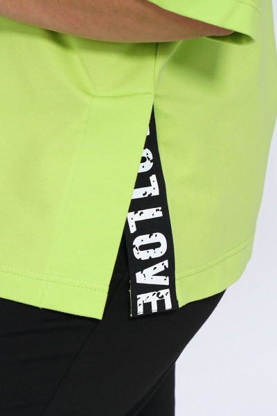 Трикотажный костюм с джемпером и брюками на каждый день Пинск-Стиль 155 салатовый+черный - фото 8