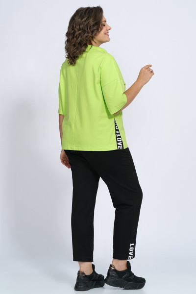 Трикотажный костюм с джемпером и брюками на каждый день Пинск-Стиль 155 салатовый+черный - фото 6