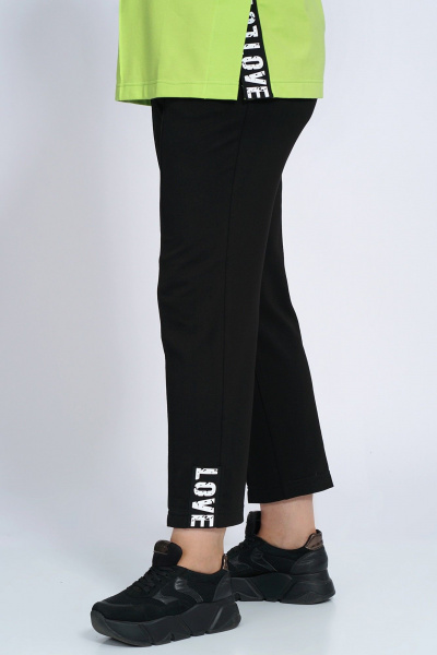 Трикотажный костюм с джемпером и брюками на каждый день Пинск-Стиль 155 салатовый+черный - фото 4