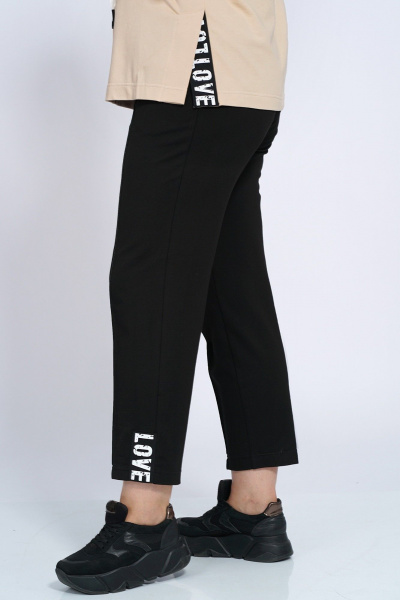 Трикотажный костюм с джемпером и брюками в нейтральных оттенках Пинск-Стиль 155 бежевый+черный - фото 8