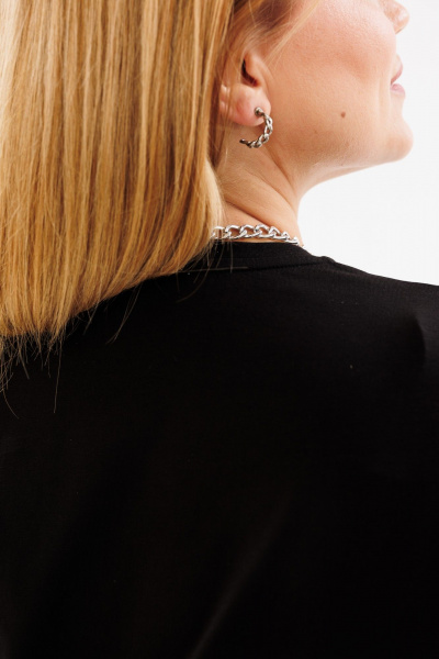 Черная трикотажная футболка с округлым вырезом ANIDEN 44-1 черный - фото 6