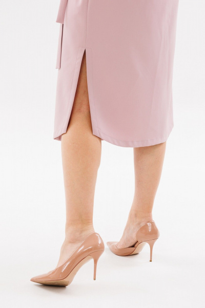 Платье Асимметричное с разрезами и поясом ниже колен ANIDEN 79-2 розовый - фото 6