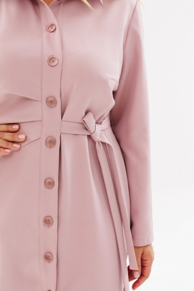 Платье Асимметричное с разрезами и поясом ниже колен ANIDEN 79-2 розовый - фото 4