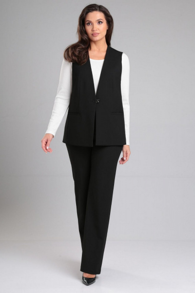 Прямые брюки из текстиля с шлевками для ежедневного стиля LeNata 11441 черный - фото 8