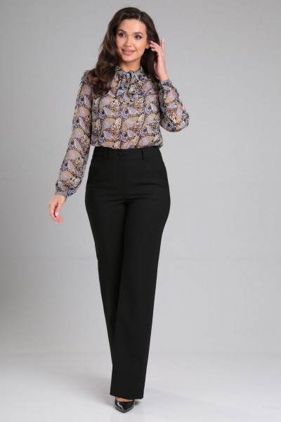 Прямые брюки из текстиля с шлевками для ежедневного стиля LeNata 11441 черный - фото 7