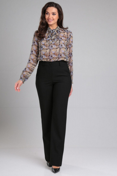 Прямые брюки из текстиля с шлевками для ежедневного стиля LeNata 11441 черный - фото 1