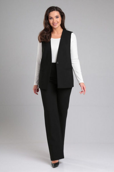 Прямые брюки из текстиля с шлевками для ежедневного стиля LeNata 11441 черный - фото 6