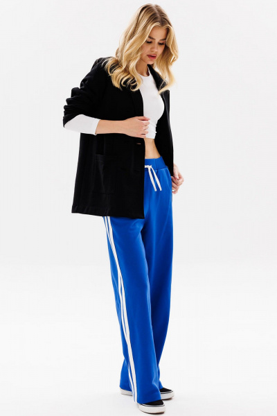 Брюки с лампасами из хлопка для спорта и повседневного стиля GO f2010L/19-02.164-170 василек - фото 1