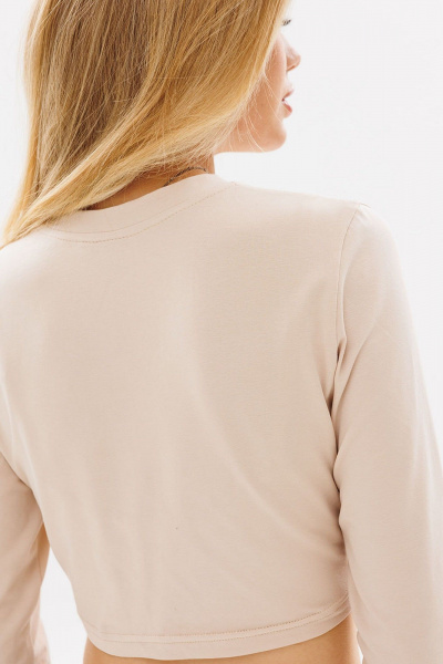 Лонгслив укороченный из хлопка в базовом стиле для повседневных образов GO f1019/03-02.164-170 кэмел - фото 2