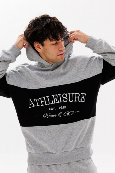 Оверсайз худи с контрастной вышивкой и капюшоном для стильных образов GO M4072/50-04. 182-188 - фото 1