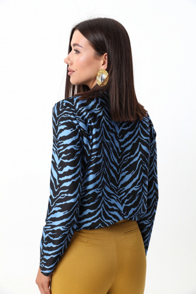 Голубая блуза из струящейся ткани с завязками LM 1632 голубой - фото 4